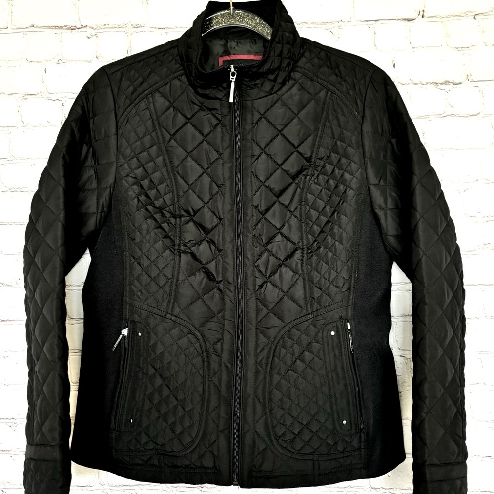 WEATHERPROOF Black Quilted Jacket with Side Stretch Panels--M - Picture 9 of 16